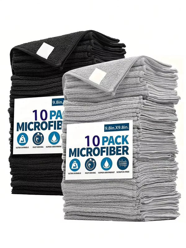 5/10pcs Microfiber Light Gray Kitchen Towel Set, Highly Absorbent, Soft & Easy To Clean, Suitable For Cleaning Glass, Cooking Surfaces, Pots & Pans, Faucets, Appliances, Cars, Kitchen, Bathroom, Home